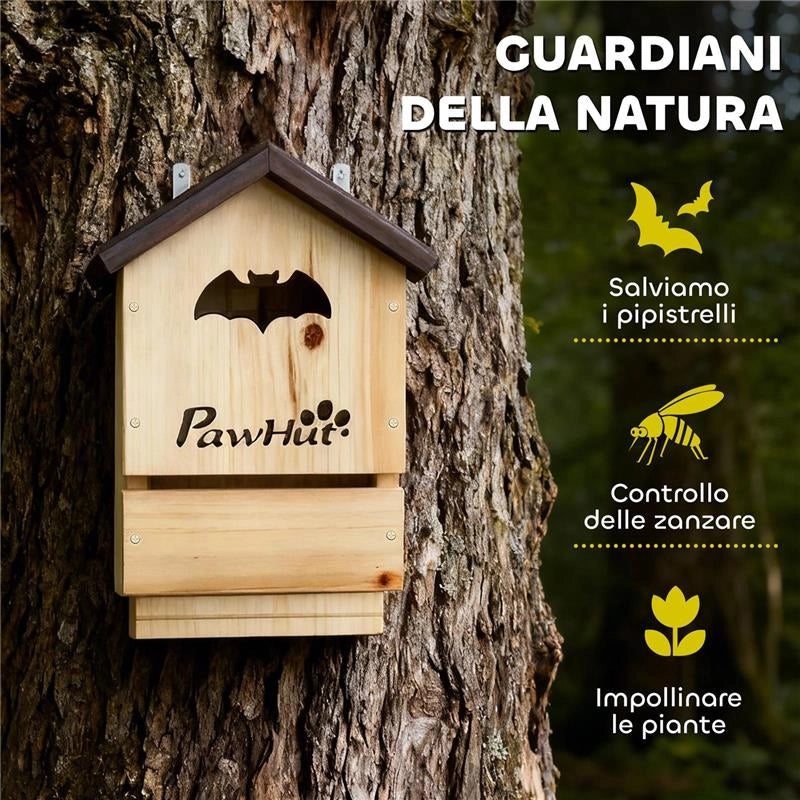 SET DI 3 CASETTE PER PIPISTRELLI IN LEGNO DI ABETE, 21.5X11.5X34 CM, LEGNO NATURALE