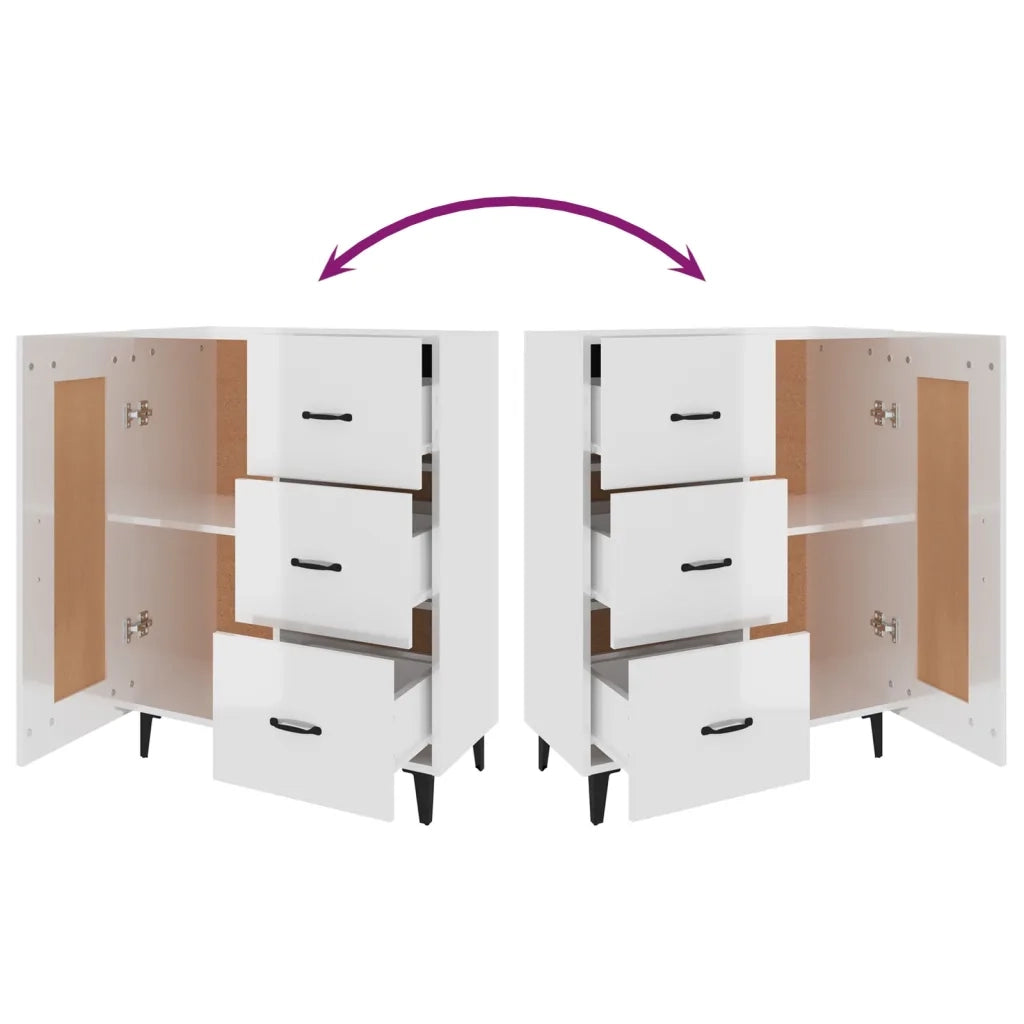 Credenza-Buffet-Armadio da cucina 69,5x34x90 cm in Legno Multistrato Bianco Lucido 271882