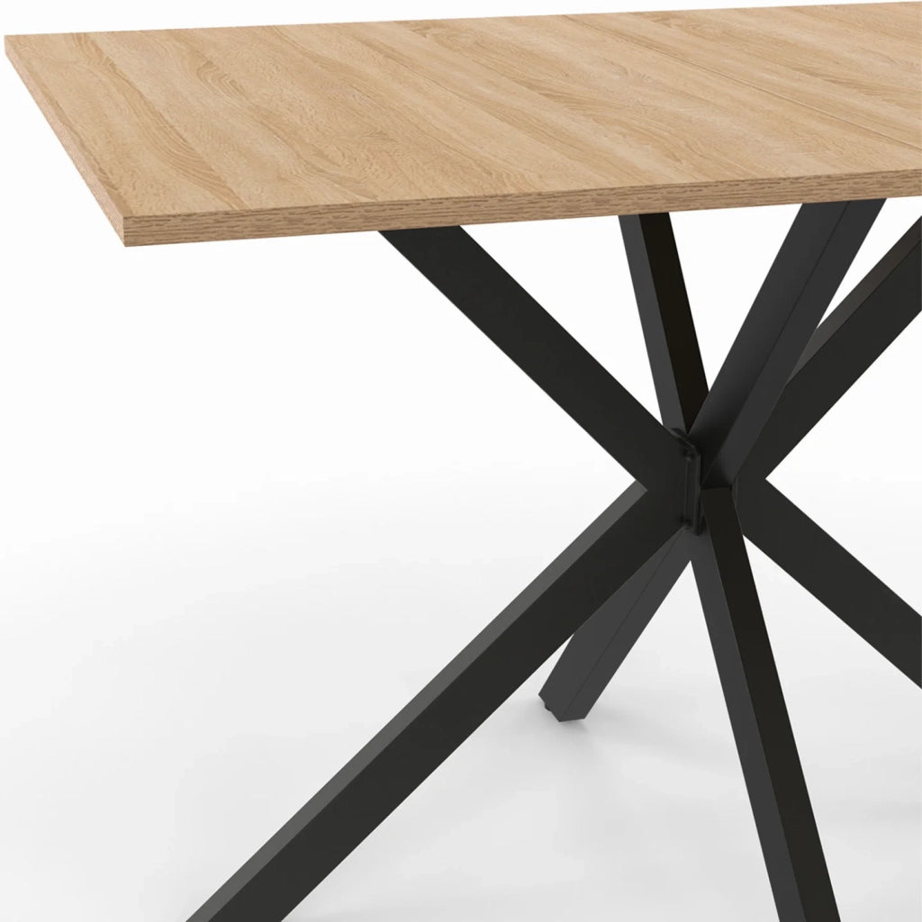 IDMarket - ALIX Mesa de comedor para 4 personas con patas de madera y araña negra 110 cm