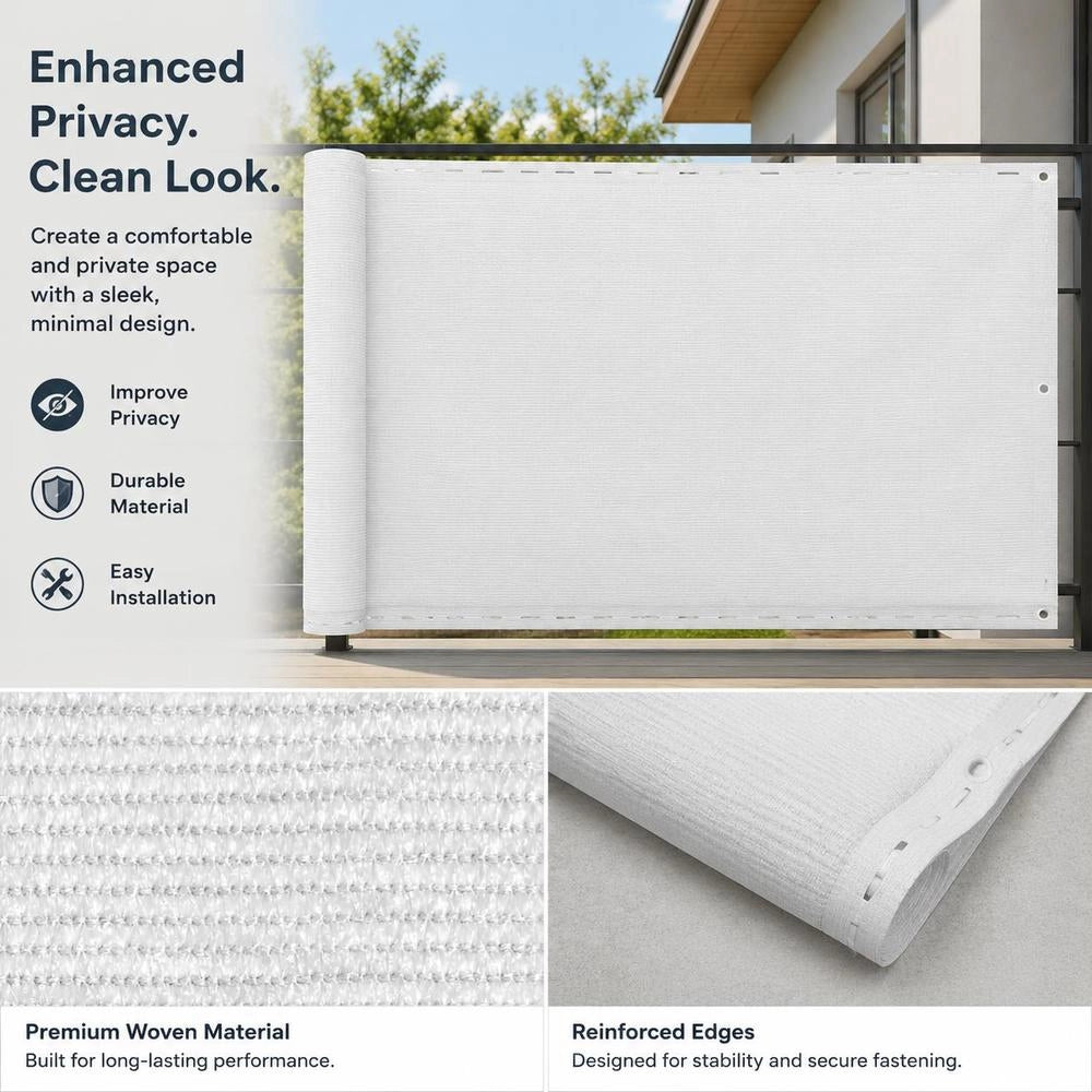 Balcony Privacy Screen, White, 90x500 Cm, HDPE