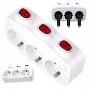 Scatola di trasformazione 1 a 3 EU - 16A con interruttori individuali - 3680W max - resistente al fuoco ABS - per uso domestico, ufficio e viaggio