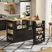 Isola cucina con piano scorrevole - Xylo - 115 cm - 3 lati ripiani, 2 cassetti, bar caff¨¨