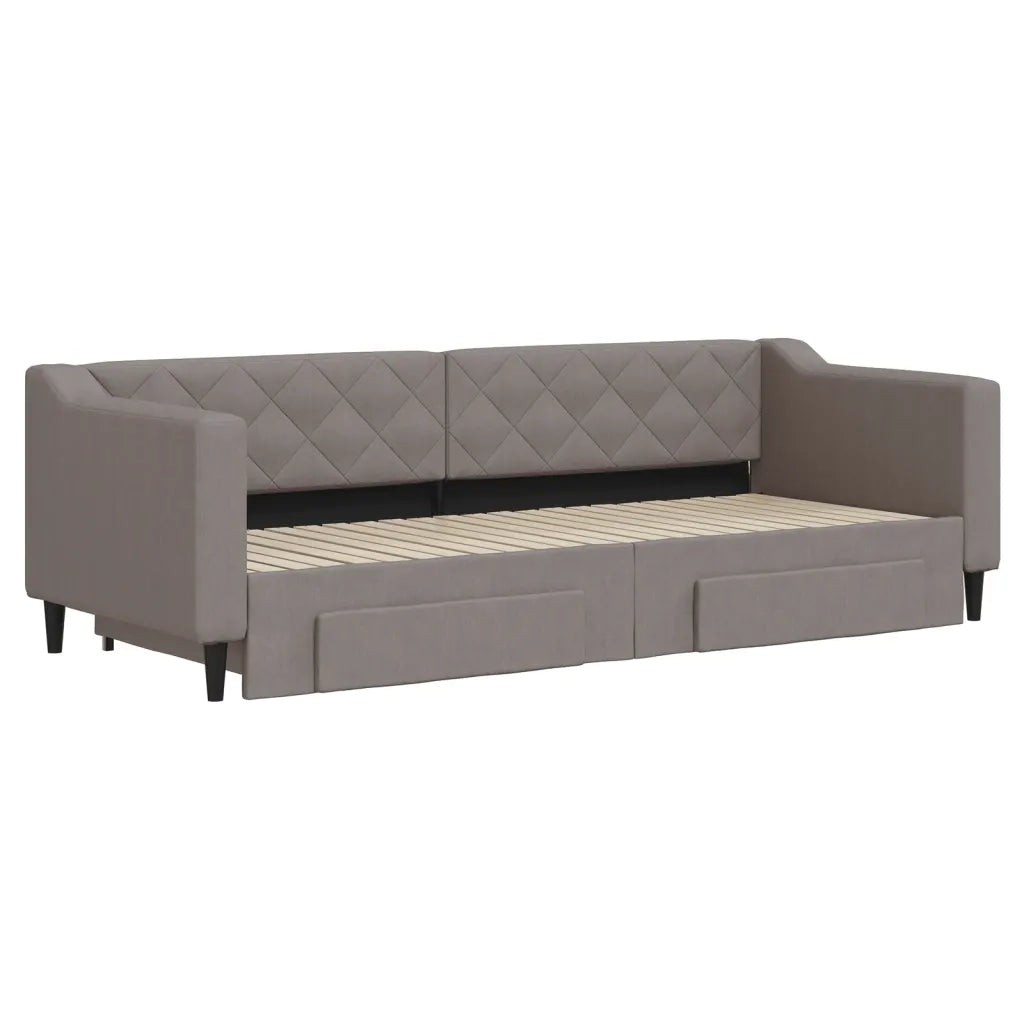 Divano letto | Sof¨¤ letto | Letto singolo Estraibile con Cassetti Tortora 80x200 cm Tessuto