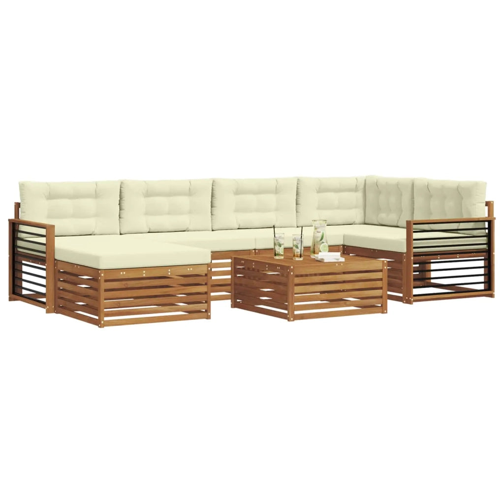 Set di divani da esterno con cuscino 7 pcs Naturale e Crema 3373790