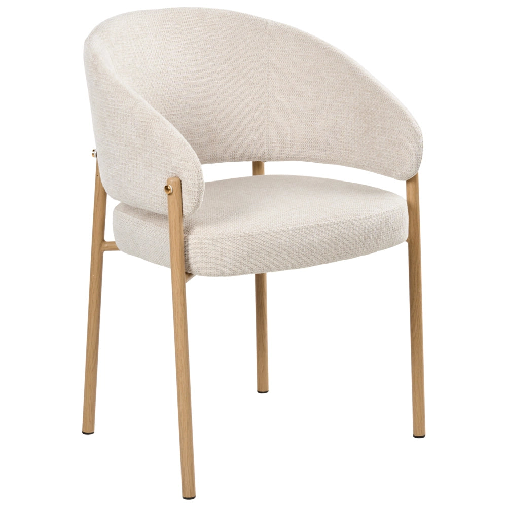 Set di 2 sedie da pranzo Rivestimento in tessuto beige chiaro Gambe in metallo curve Base Sala da pranzo