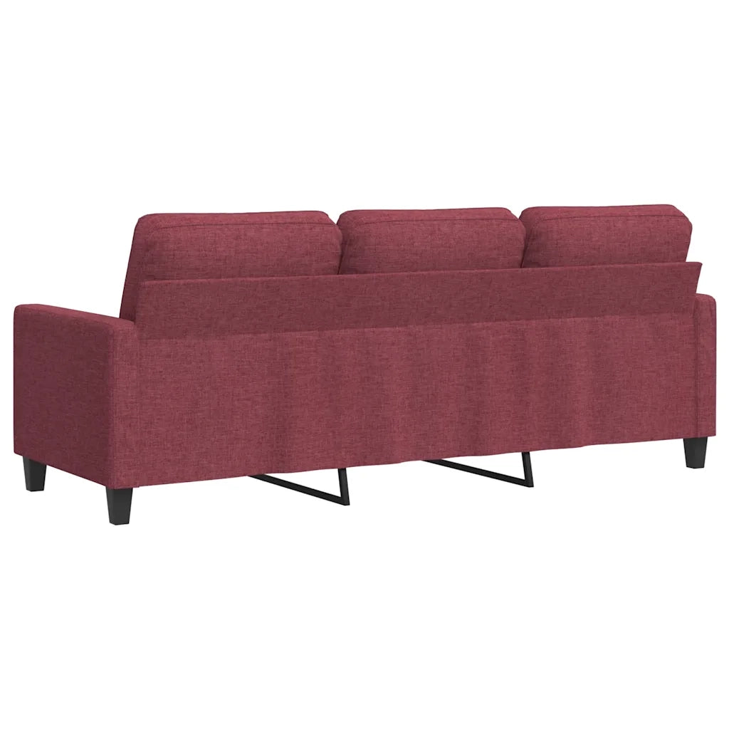 Divano a 3 Posti Rosso Vino 180 cm in Tessuto 359177