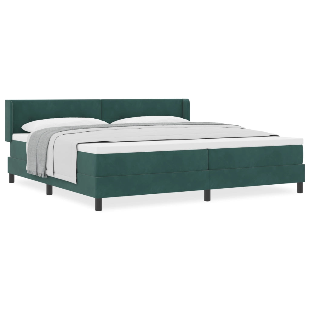 Letto a Box con Materasso Verde Scuro 200x200 cm Velluto
