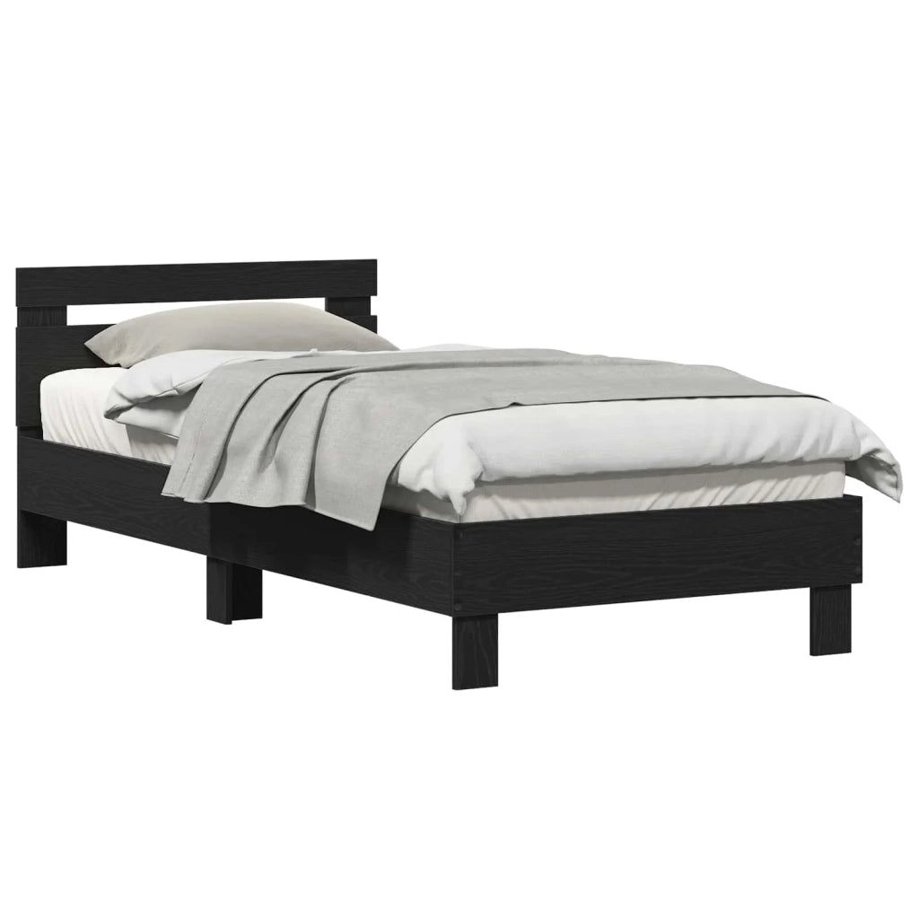 Struttura letto con testata Rovere Nero 80 x 200 cm
