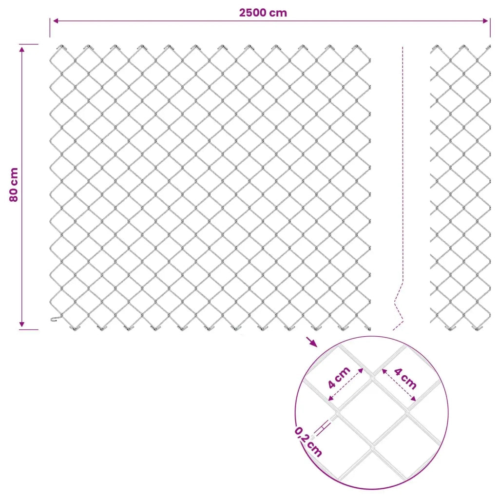 Recinzione a maglie metalliche con palo 25 x 0,8 m (L x H) 3336275