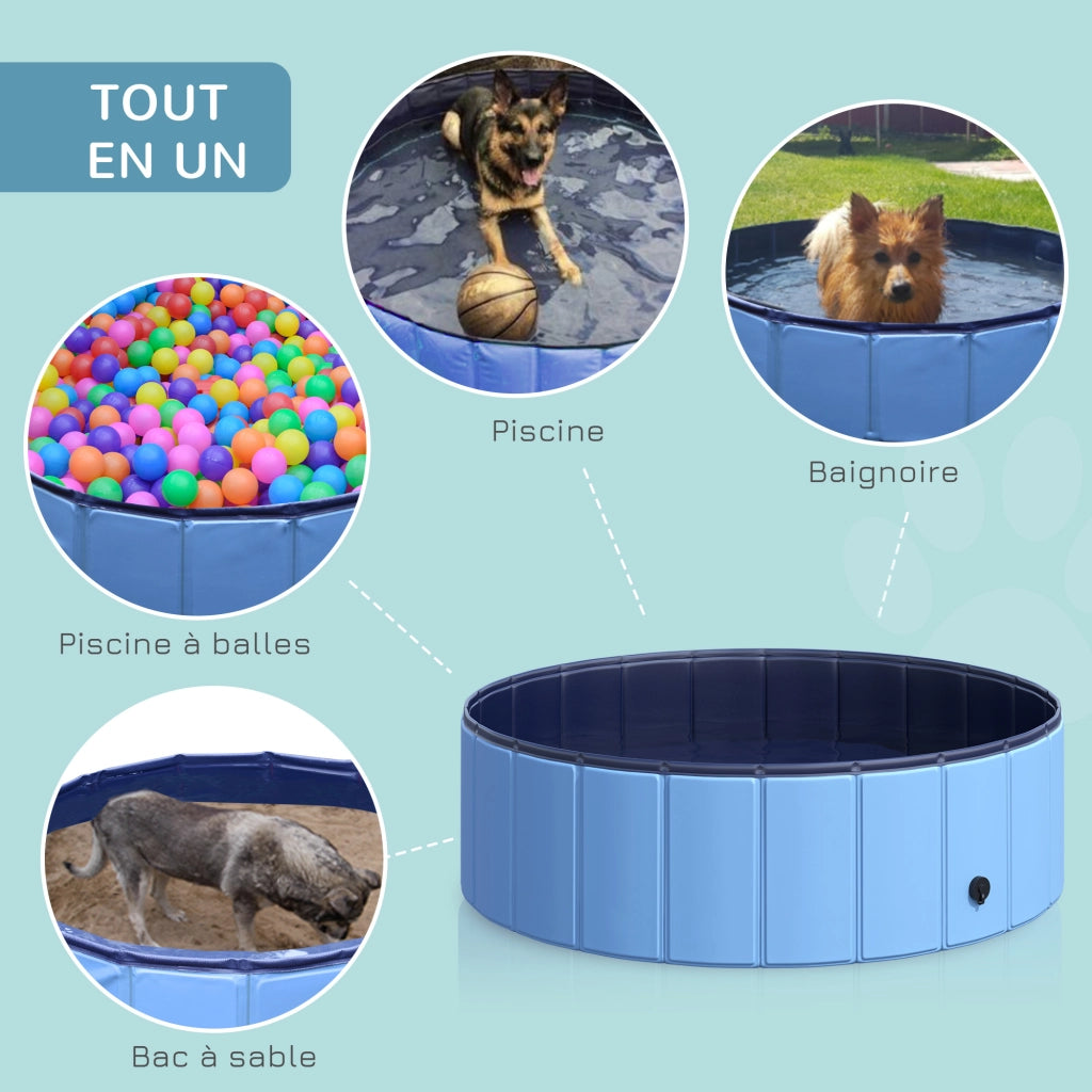 Piscina per Cani Pieghevole ¨C zephmum ¨C Blu 100x30cm plastica