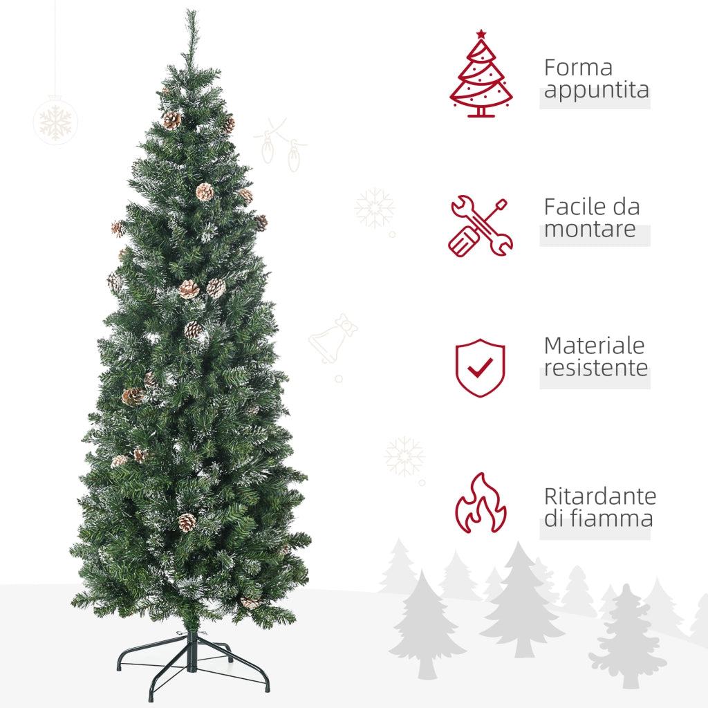 Albero di Natale Artificiale ¨C zephmum ¨C Verde 180cm con Pigne e Base in Metallo