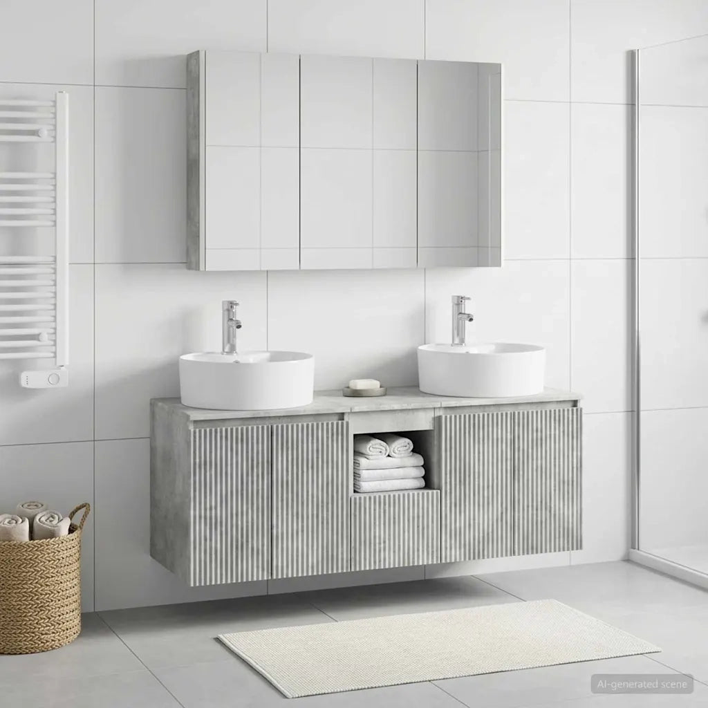 Set di Armadi da Bagno 4 pcs Grigio Cemento 3406466