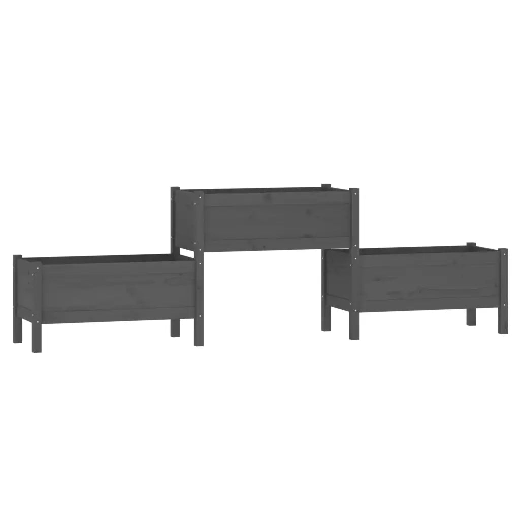 Fioriera | Cassetta per fiori | Vaso Grigia 245,5x44x75 cm in Legno Massello di Pino