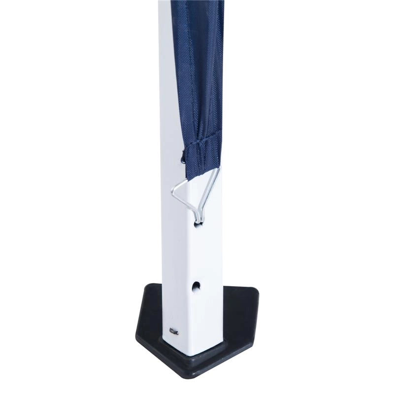 GAZEBO PIEGHEVOLE DA GIARDINO 2.4X2.4M CON STRUTTURA IN ACCIAIO E CORDE ANTIVENTO, BLU