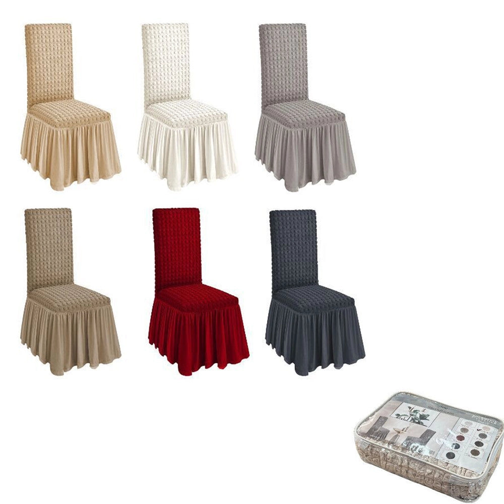 Trade Shop - 2 Pz Coprisedia Con Volant Schienale Sedia Tessuto Bubble Vari Colori Lavabile -