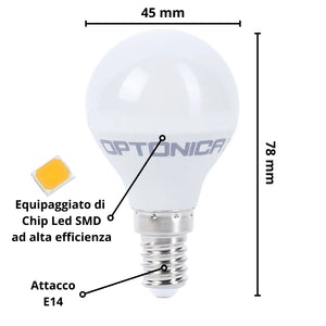 Lampadina led goccia e14 5.5 watt resa 40watt risparmio energetico 2700k pezzi 6