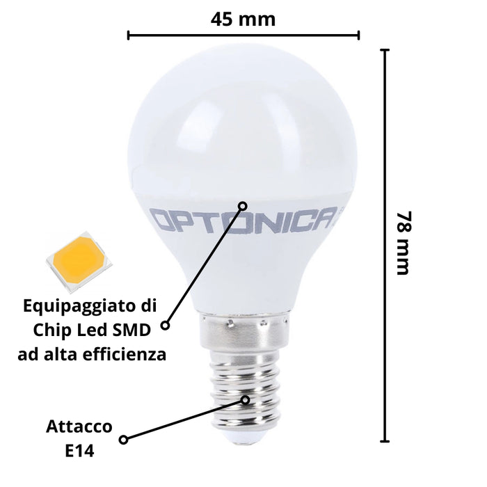 Lampadina led goccia e14 5.5 watt resa 40watt risparmio energetico 2700k pezzi 6