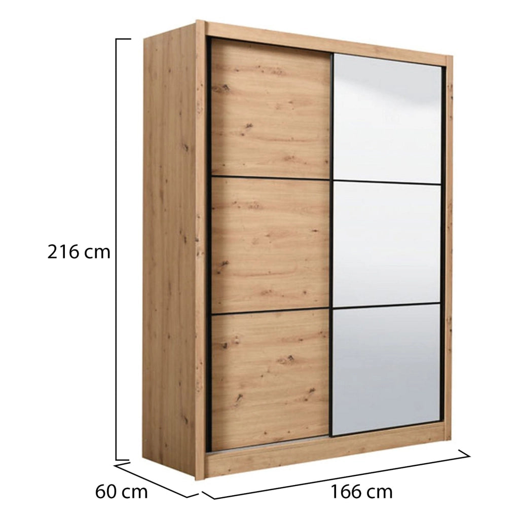 Armadio Camera da Letto Musso, Guardaroba Grande Appendiabiti, 166x215.5h cm Marrone Rovere Nodi