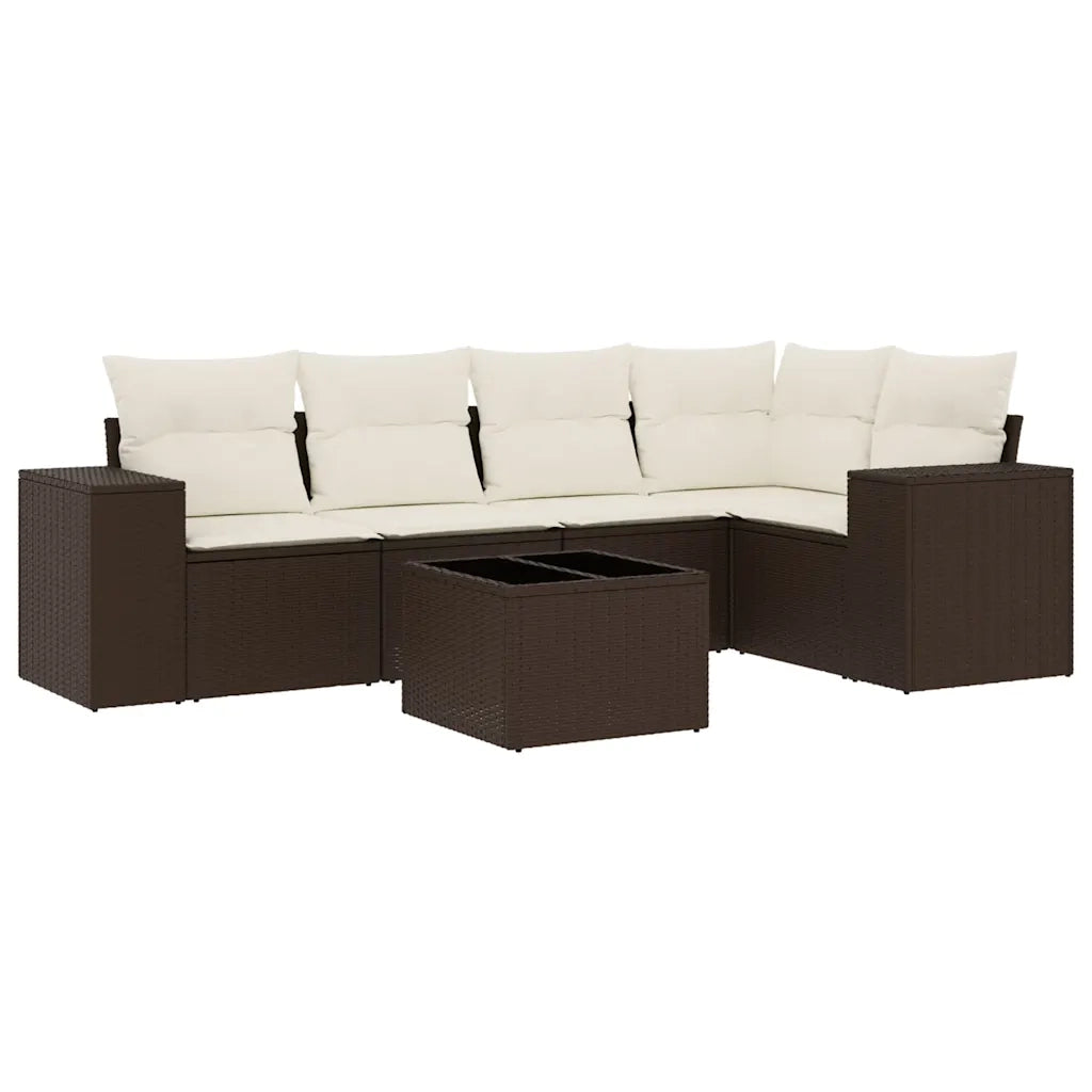 Set Divano da Giardino 6 pz con Cuscini Marrone in Polyrattan 3254880