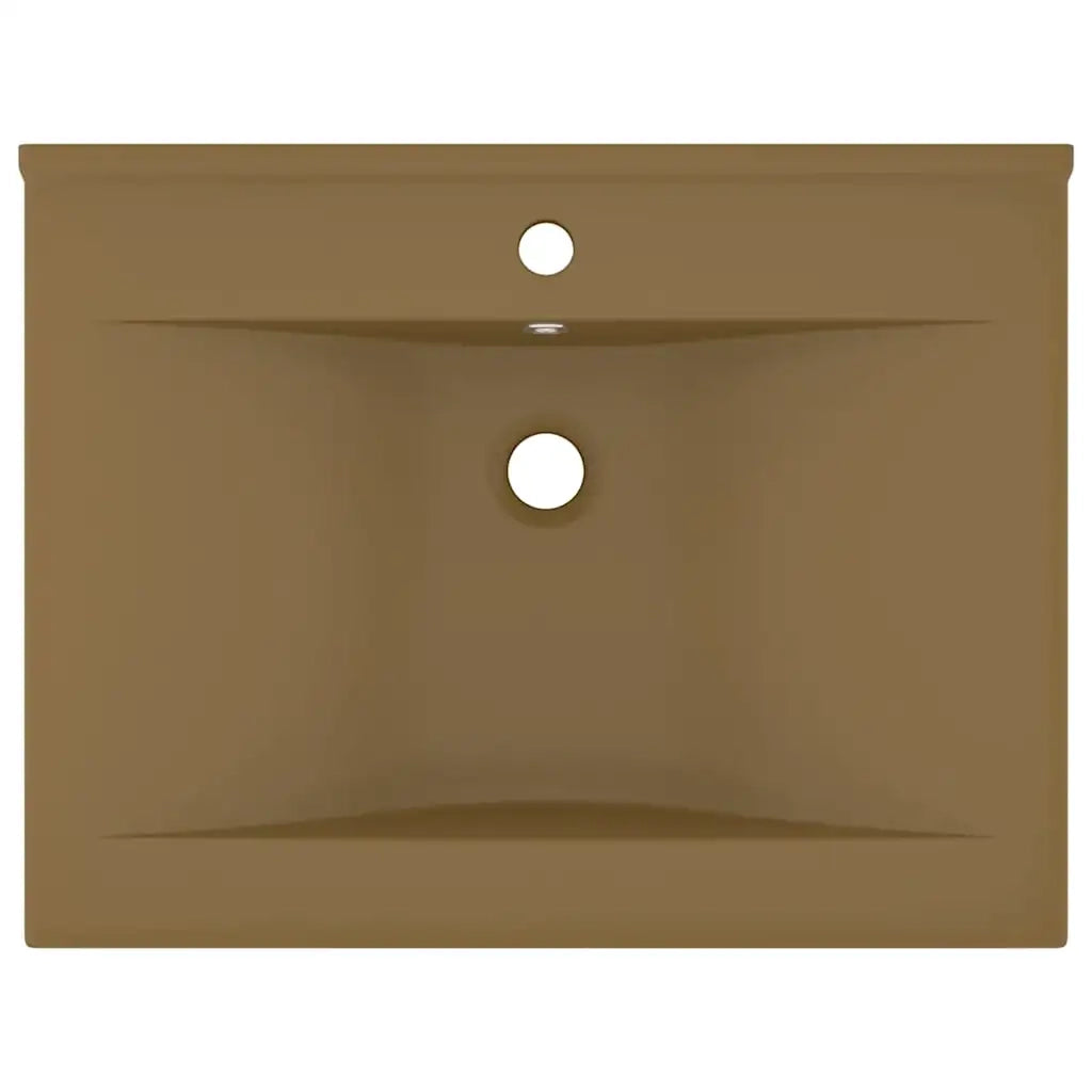 Lavandino con Foro Rubinetto Crema Opaco 60x46 cm in Ceramica 147029
