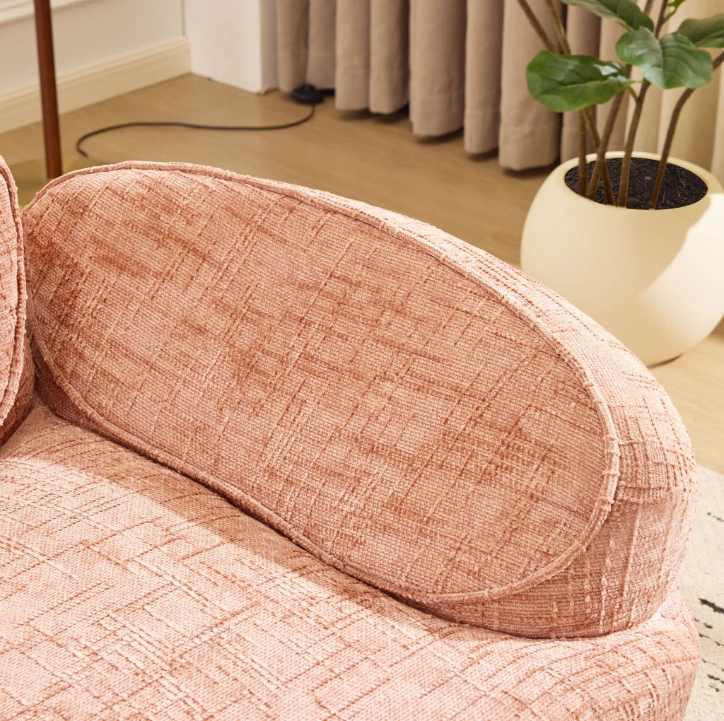Divano 2 posti arrotondato 170x87x65 cm in tessuto rosa, senza montaggio –