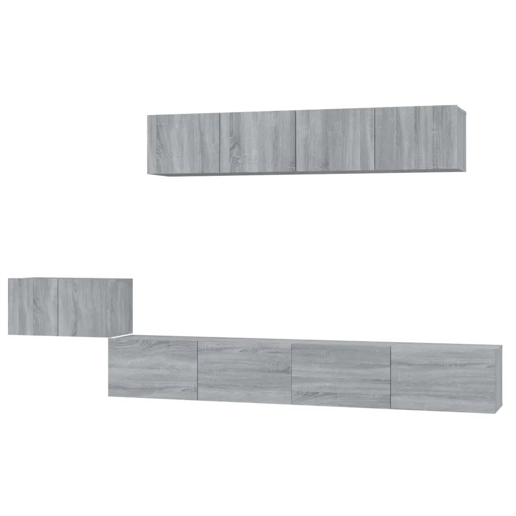 Set di Mobili Porta TV 5 pz Grigio Sonoma in Legno Multistrato 3114436