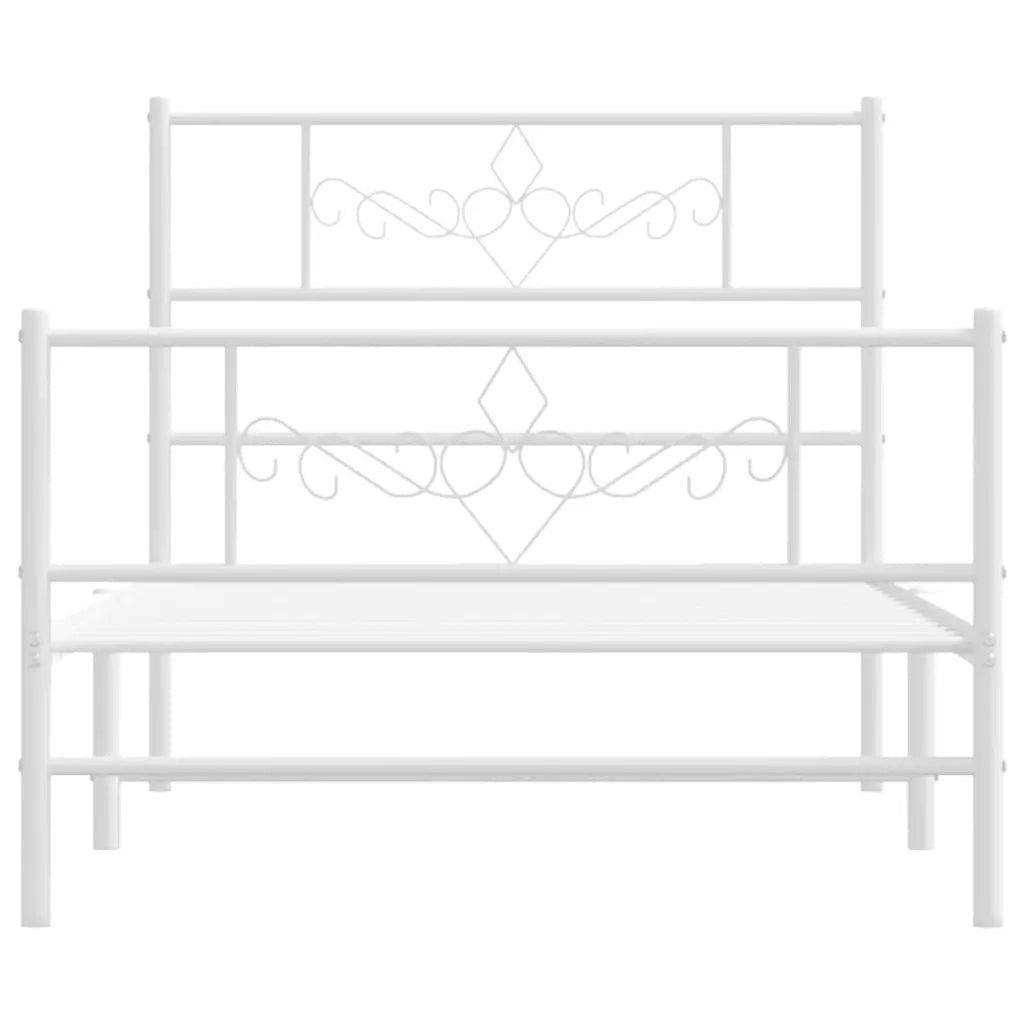 Giroletto con Testiera e Pediera Metallo Bianco 75x190 cm 355324