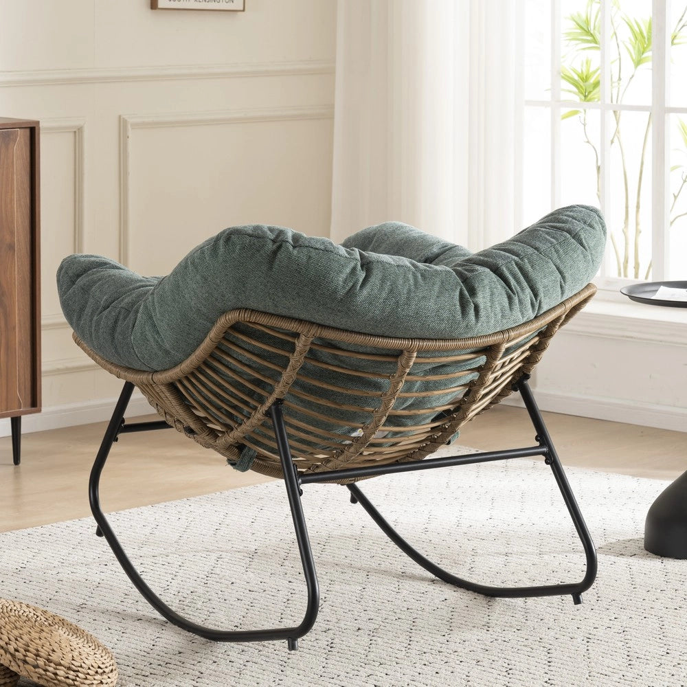 Sedia a Dondolo Imbottita in Chenille ¨C Xylo ¨C Poltrona Relax per Cameretta e Soggiorno
