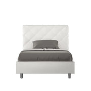 Letto matrimoniale francese con rete imbottito 140x190 similpelle bianco Priya