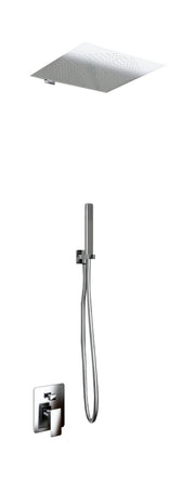 Kit Doccia Soffione Doccino e Miscelatore in Acciaio Inox 30x30 cm da Parete Square