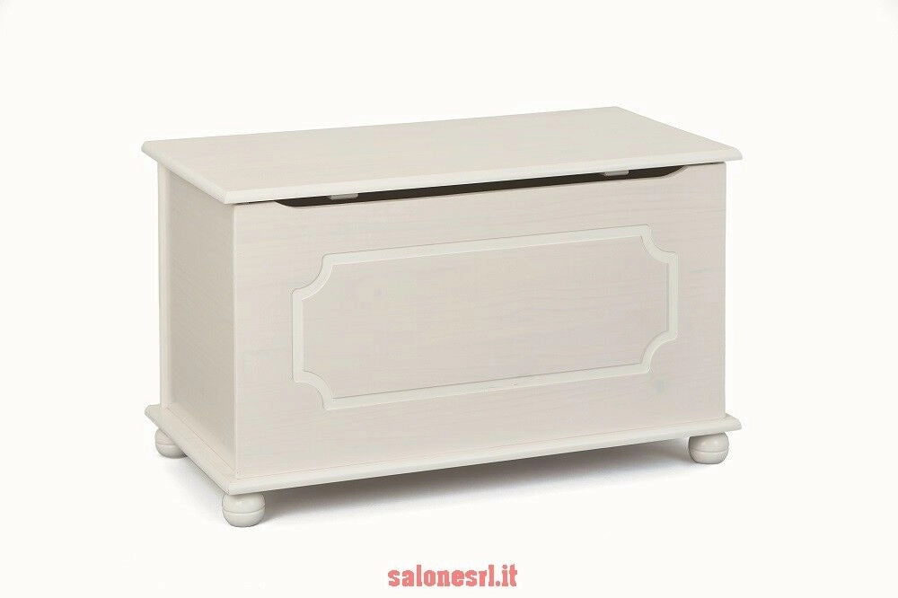 CASSAPANCA CONTENITORE EMEL 89x47x53H CM PINO MASSELLO LACCATO BIANCO