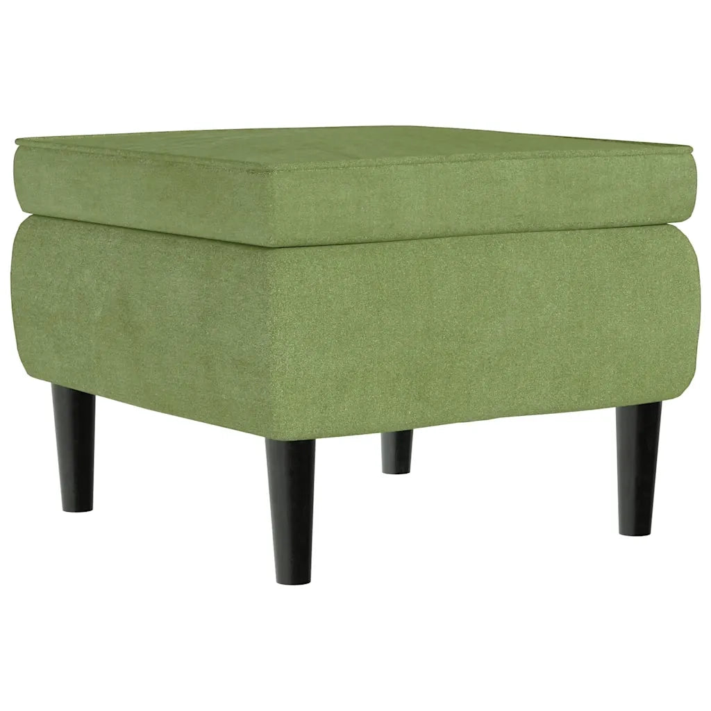 Poltrona Schienale ad Ala con Poggiapiedi Verde Chiaro Velluto 3115934