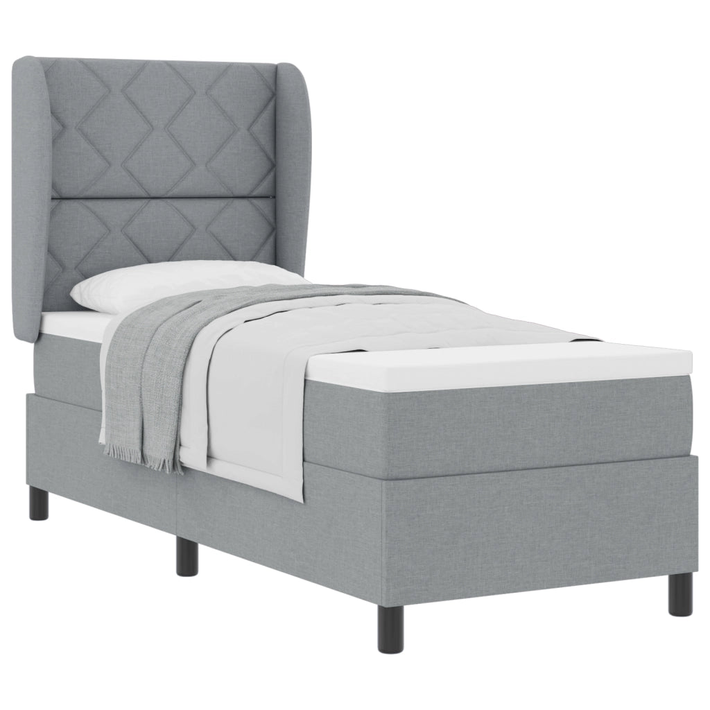 Letto a molle con materasso  in grigio chiaro, 80x200 cm, tessuto