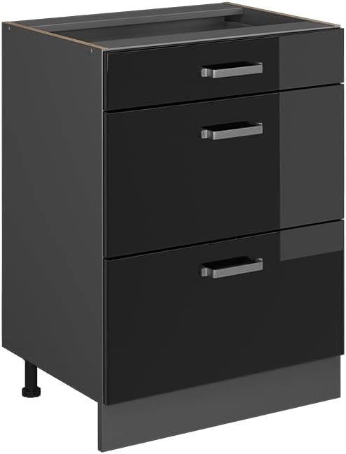 Pensile da cucina R-Line, Antracite lucido, 60 cm, per la libera combinazione all'interno di sistemi cucina modulari