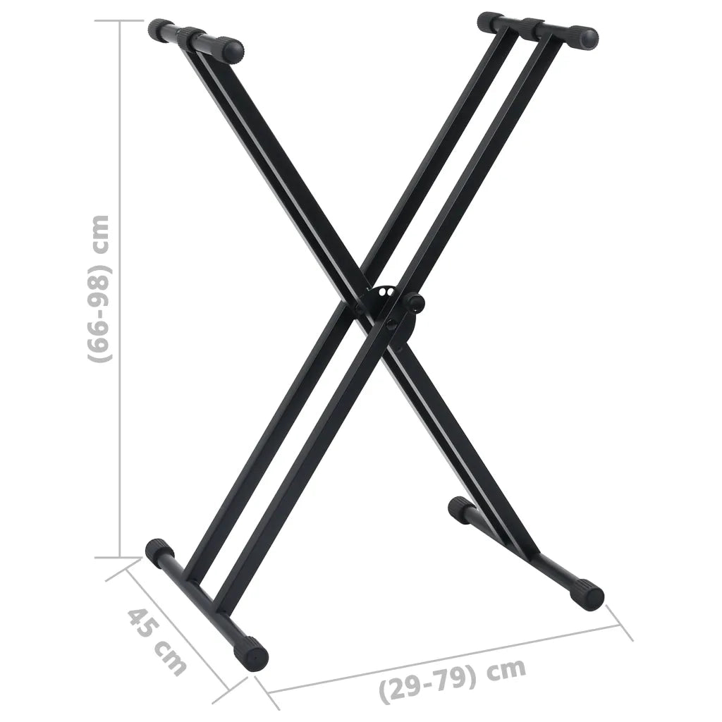 Set Supporto per Tastiera a Doppia Staffa con Sgabello Nero CFW1328249