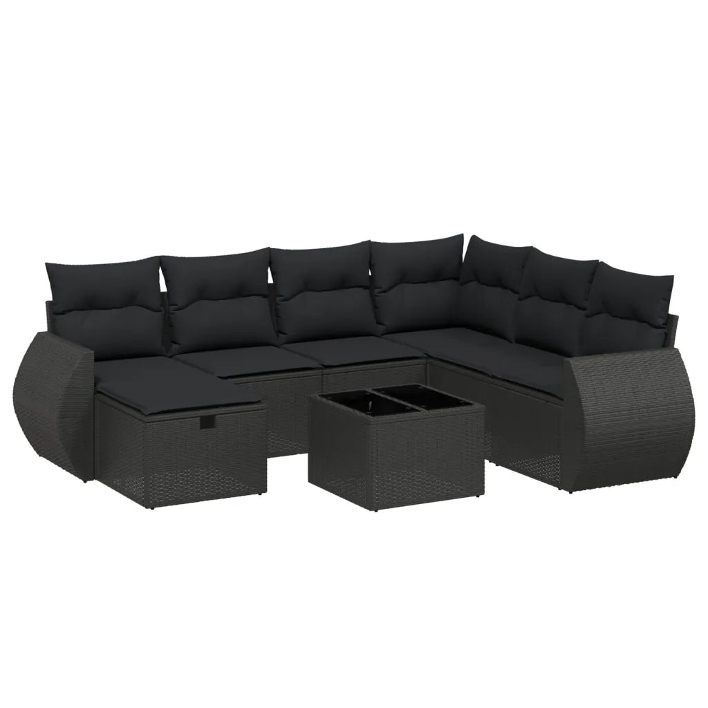 Set Divani da Giardino con Cuscini 8 pz Nero in Polyrattan 3264151