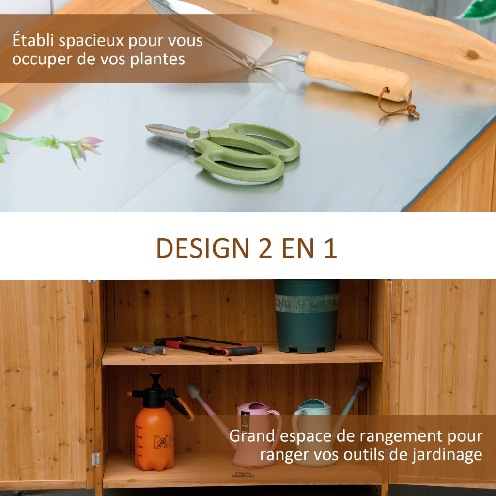 Tavolo da giardinaggio con ripiano e armadio ¨C zephmum ¨C legno di cedro, grigio, 120x60x80