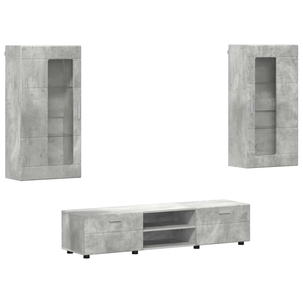 Set mobile TV FLORIN 3 pcs Grigio cemento Legno multistrato 3397927