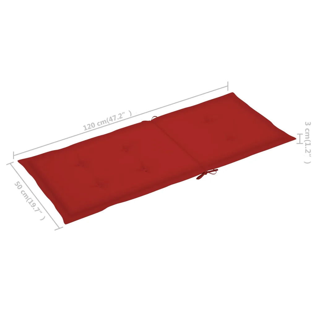 Sedie da Giardino 4 pz con Cuscini Rossi Massello di Teak 3065536