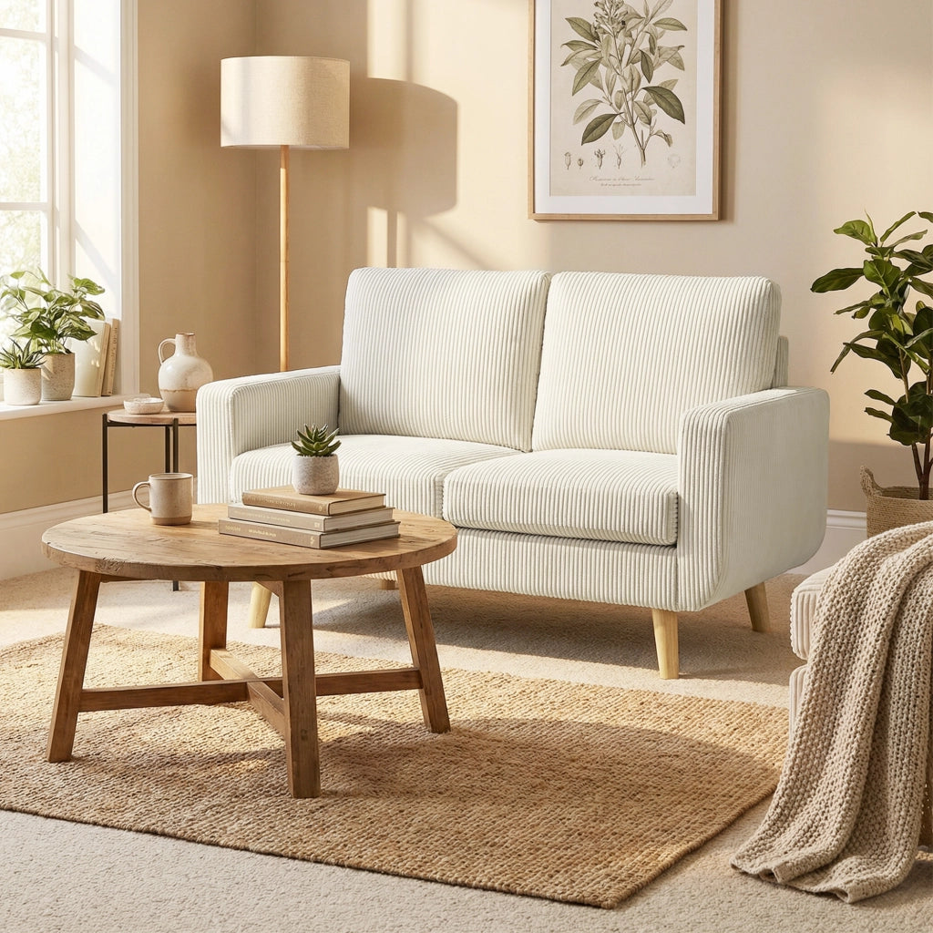 Divano 2 posti in velluto ¨C zephmum ¨C 134 cm, crema