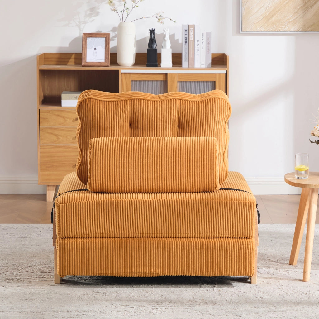 Divano letto singolo ¨C Minimal ¨C arancio corda gambe in legno