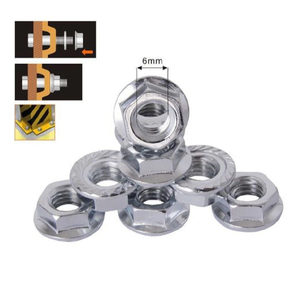 Trade Shop - Set 25 Pz Dado Esagonale Flangiato Dadi Di Serraggio M6 Bulloni Vite 6mm 94923 -