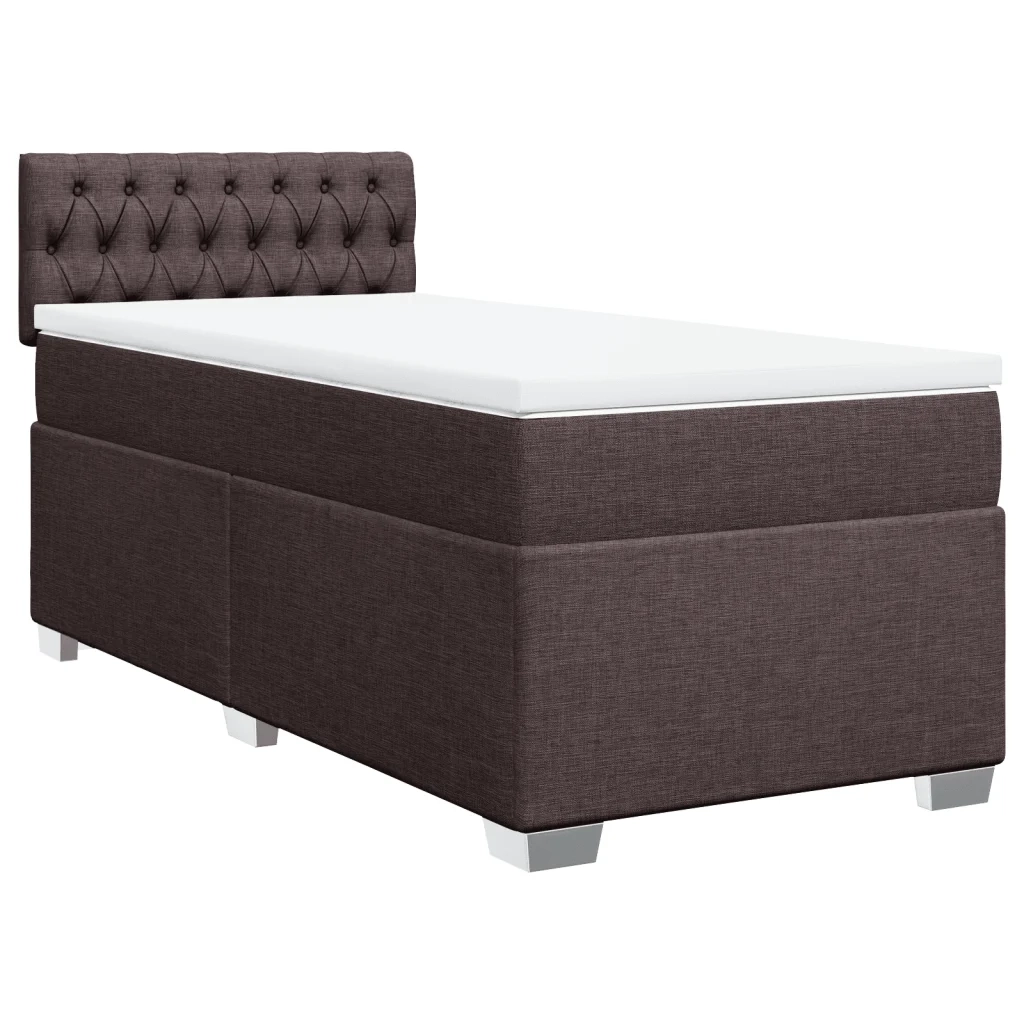 Giroletto a Molle con Materasso Marrone Scuro 90x190cm Tessuto
