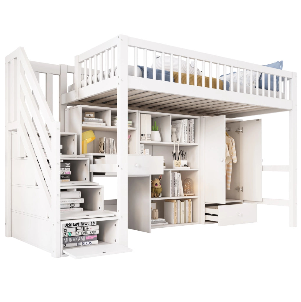 Letto multifunzionale per bambini 90x200 cm bianco