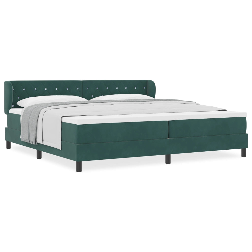 Letto Box Spring con Materasso verde scuro 200x200 cm in Velluto