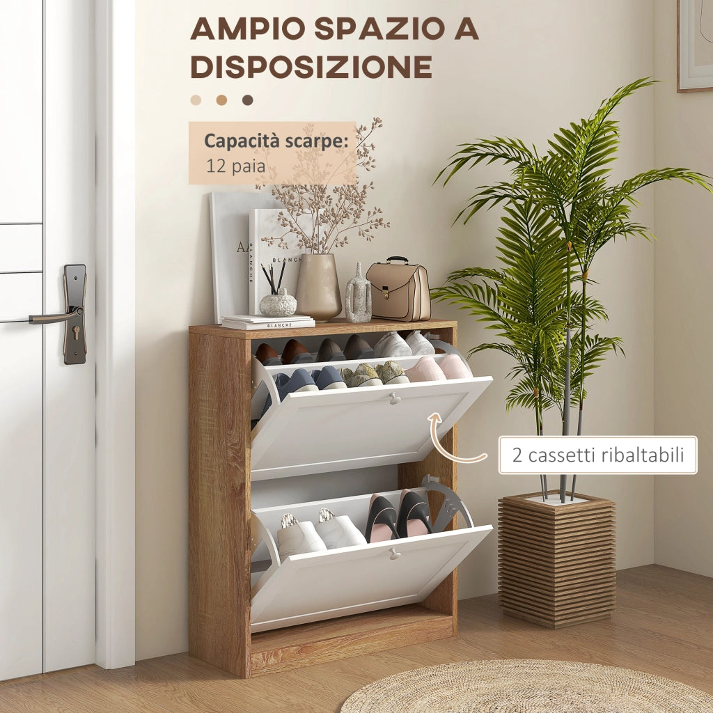 Scarpiera con 3 Ripiani Regolabili ¨C zephmum ¨C Truciolato MDF Bianco 60x24.5x75.5 cm