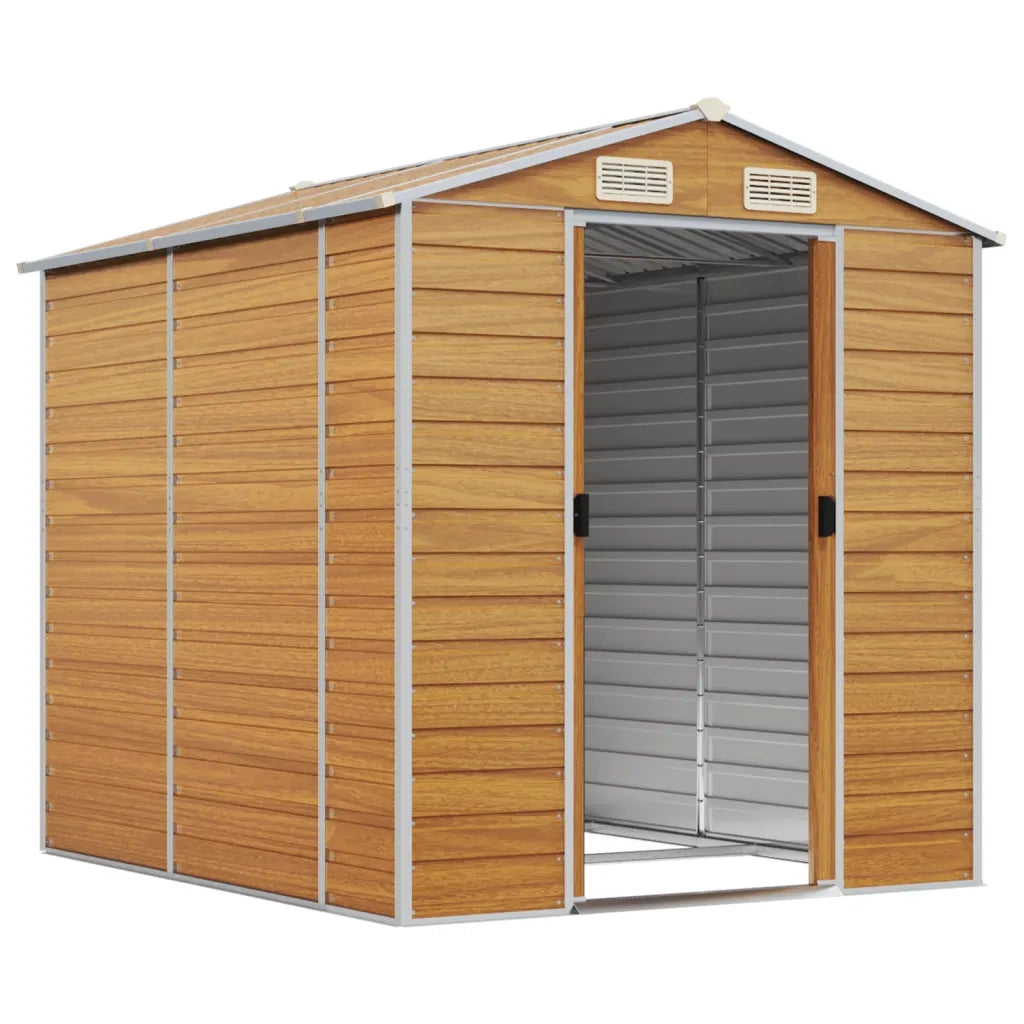 Casetta da giardino marrone chiaro 191x215x198 cm in acciaio zincato 3188276