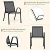 Set di 2/4 Sedie da Giardino, Poltrone in Tessuto Textilene per Esterno, Sedie Impilabili con Gambe in Metallo, Portata 150 kg, 56 x 70 x 84 cm (Nero,2)
