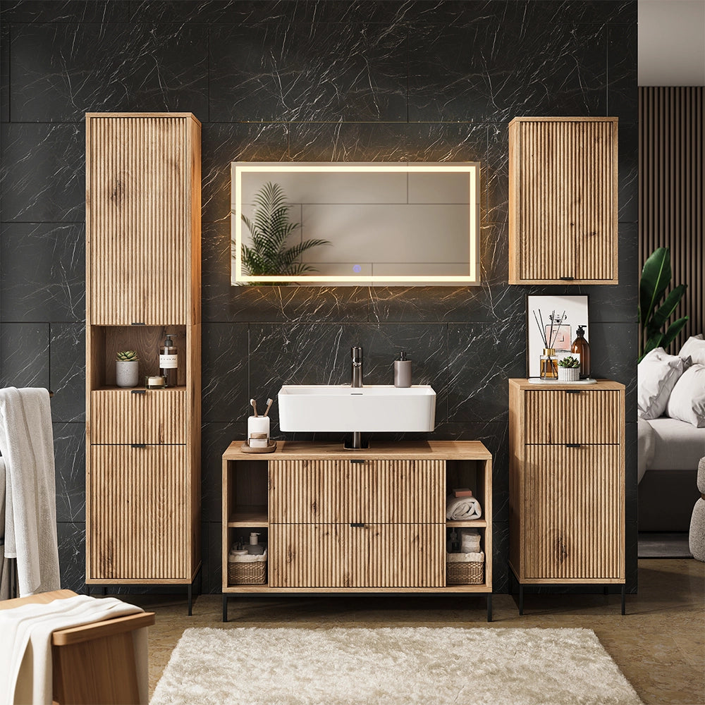 Vicco Set di mobili da bagno Quercia vichinga 5 parti