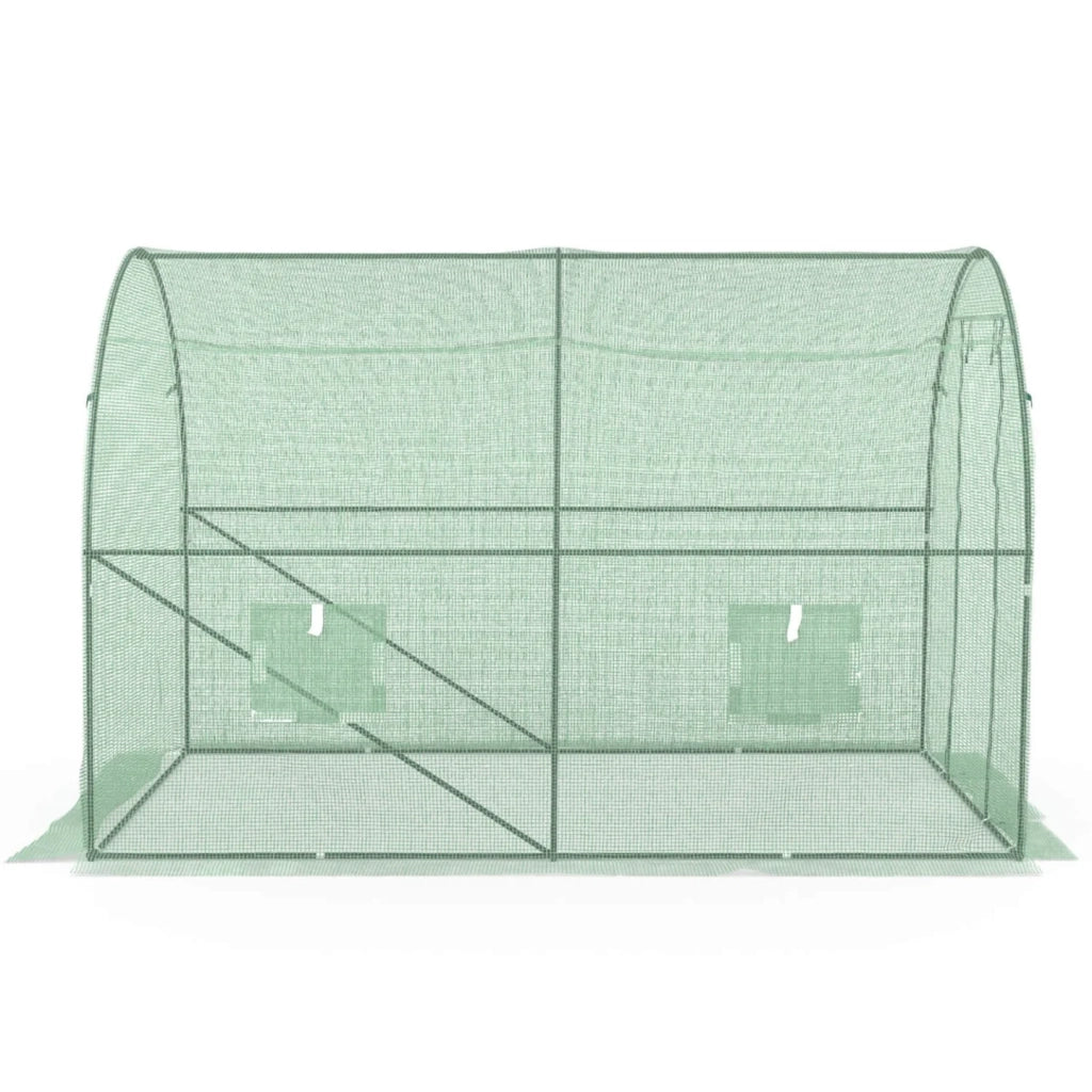 IDMarket - Serra da giardino a tunnel da 6 m² (3 x 2 x 2 m) in acciaio zincato + telo anti-UV con porta e finestre ROMA verde